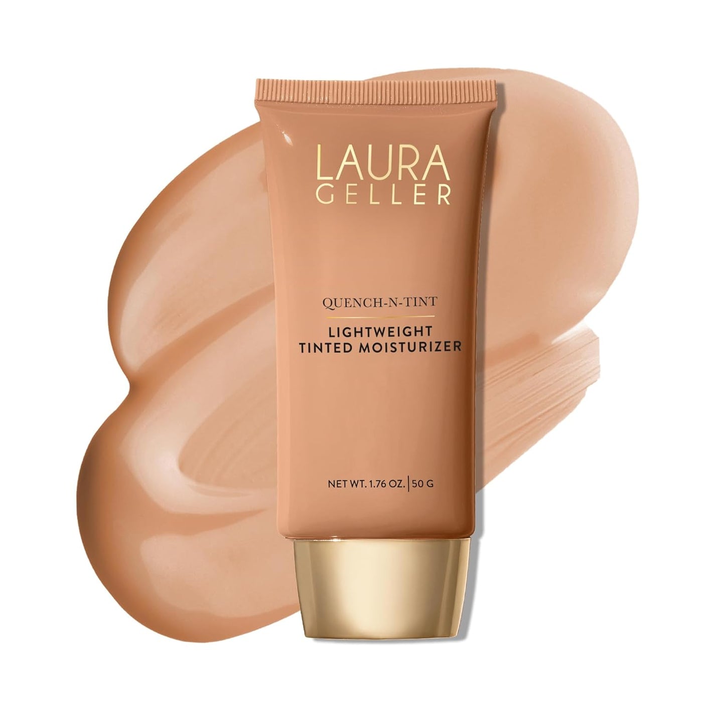 LAURA GELLER NEW YORK Quench-n-Tint Tinted Moisturizer - Sheer to Light Buildable Coverage - Natural Glow Finish - Lightweight Formula with Hyaluronic Acid, 04 Medium