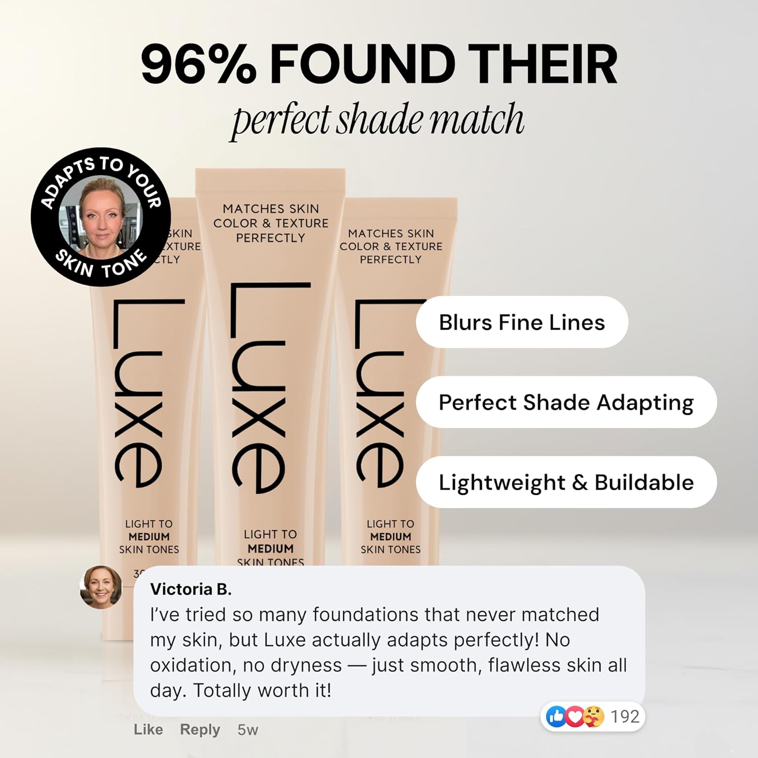 Luxe Color Changing Foundation – Instantly Adapts to Your Skin Tone – Buildable Light-to-Medium Coverage – 12-Hour Wear – Natural Dewy Finish
