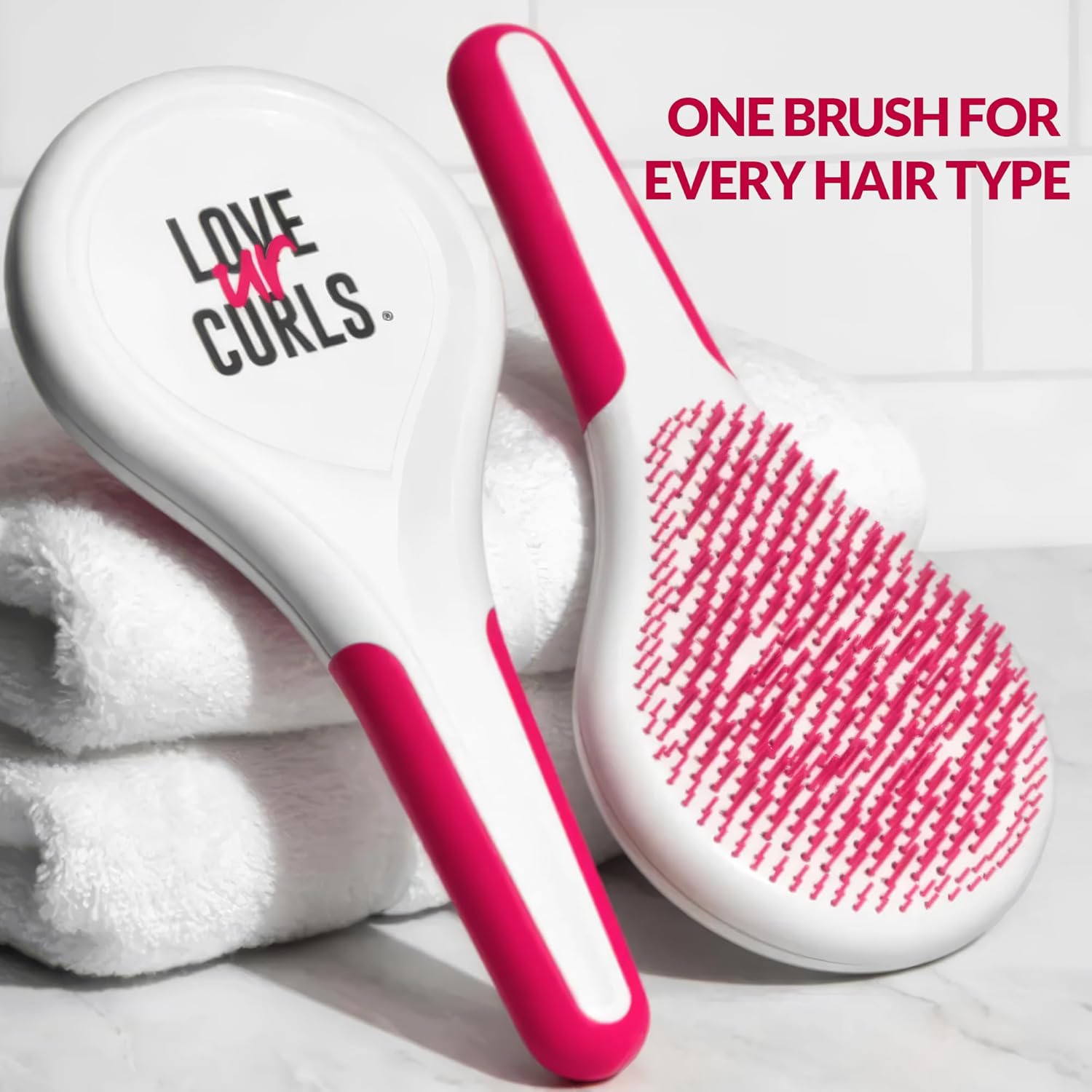 Love Ur Curls Detangling Hairbrush for Curly, Wavy & Coily Hair – Glide-Through Brush for Tangled Hair – Reduces Breakage & Pulling – Wet or Dry Styling – Curl Defining Hair Brush