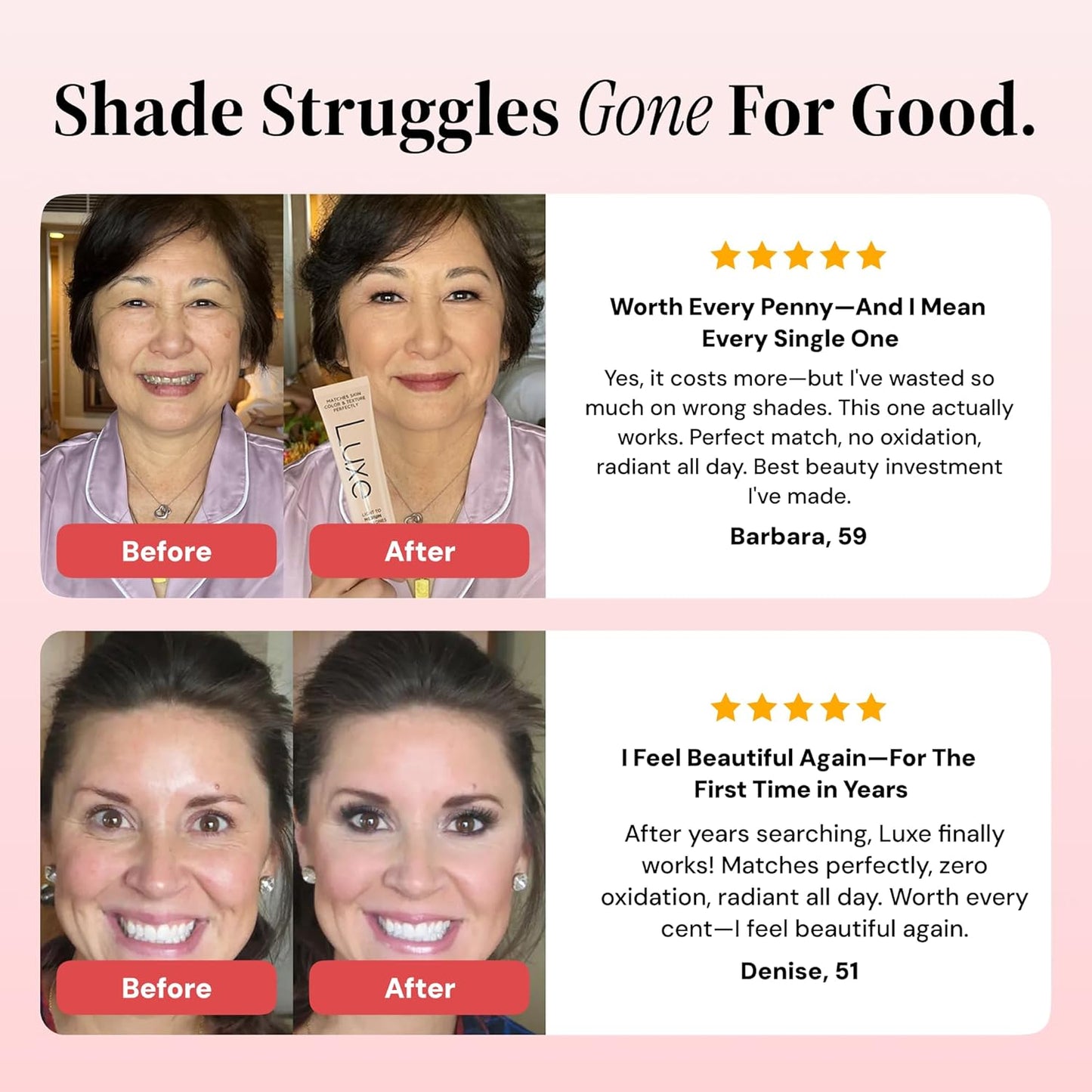Luxe Color Changing Foundation – Instantly Adapts to Your Skin Tone – Buildable Light-to-Medium Coverage – 12-Hour Wear – Natural Dewy Finish