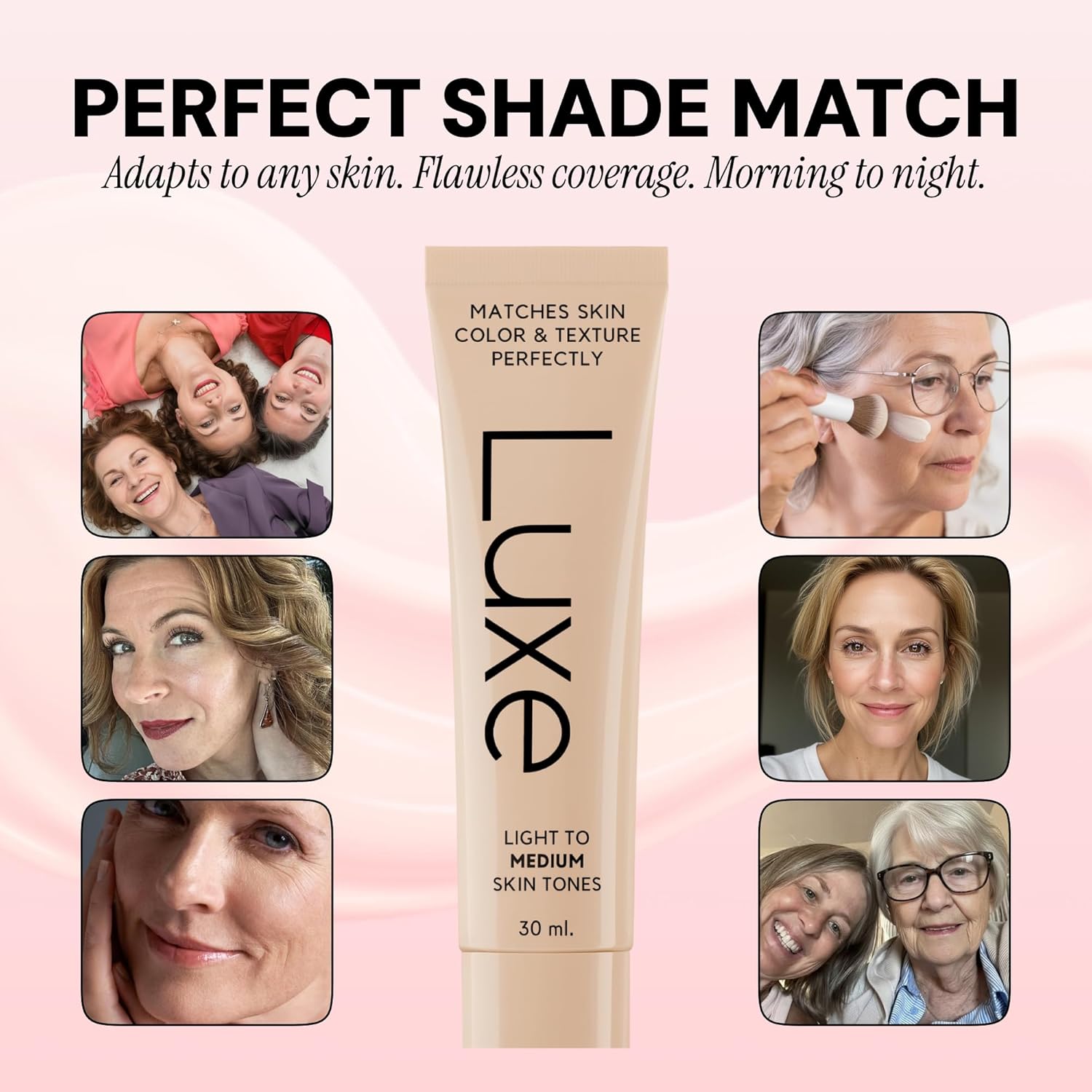 Luxe Color Changing Foundation – Instantly Adapts to Your Skin Tone – Buildable Light-to-Medium Coverage – 12-Hour Wear – Natural Dewy Finish