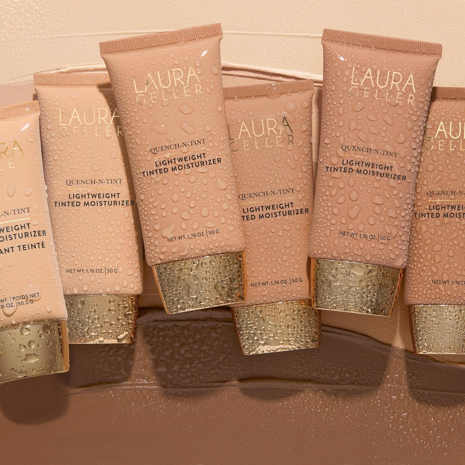 LAURA GELLER NEW YORK Quench-n-Tint Tinted Moisturizer - Sheer to Light Buildable Coverage - Natural Glow Finish - Lightweight Formula with Hyaluronic Acid, 04 Medium