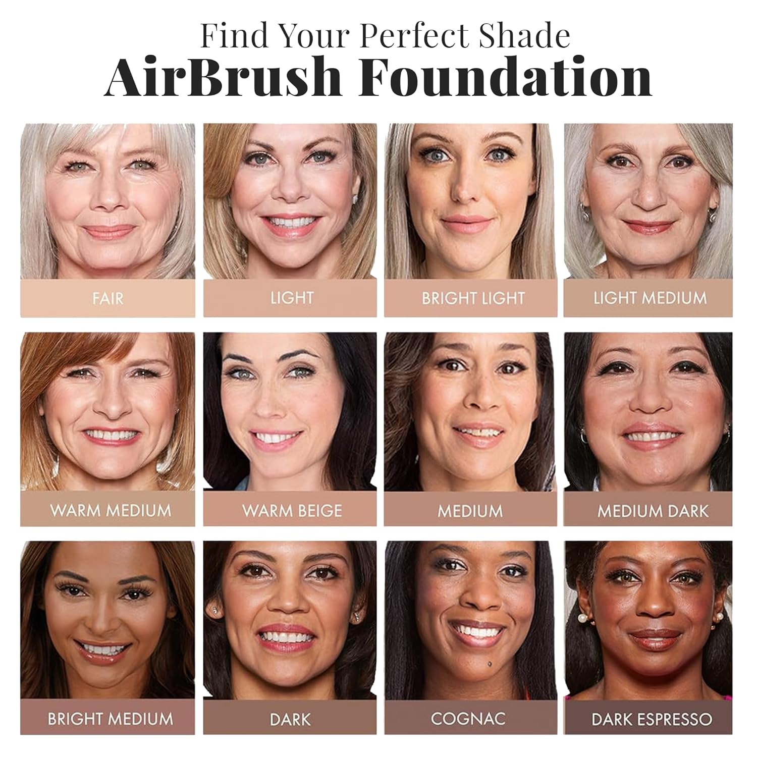 Jerome Alexander MagicMinerals AirBrush Foundation – 2 Piece Set with Airbrush Foundation and Kabuki Brush - Spray Makeup with Anti-aging Ingredients for Smooth Radiant Skin - Light Medium