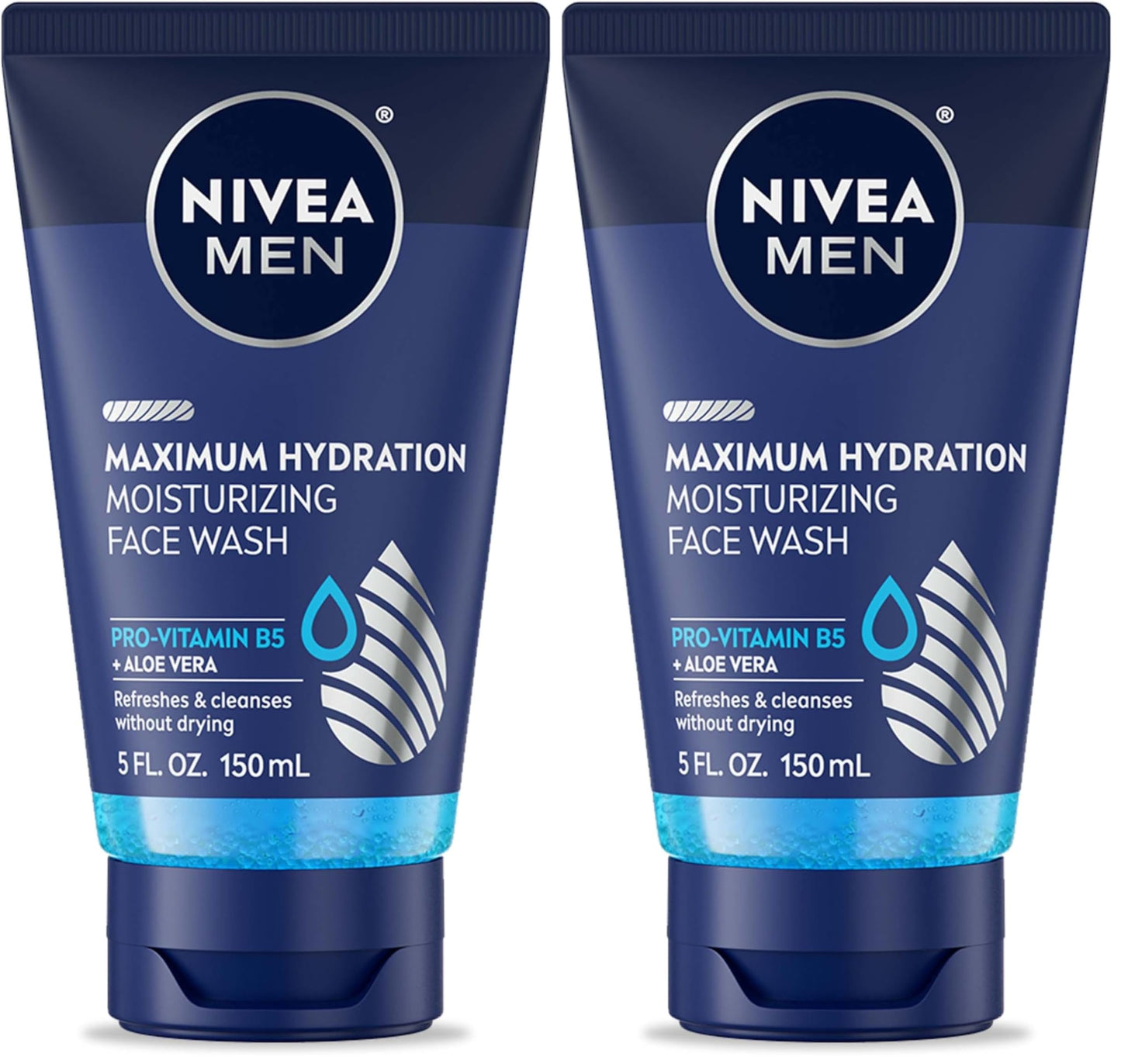 NIVEA MEN Maximum Hydration Face Wash, Face Wash with Provitamin B5 and Aloe Vera, Refreshes and Cleanses without Drying, 5 Fl Oz Tube