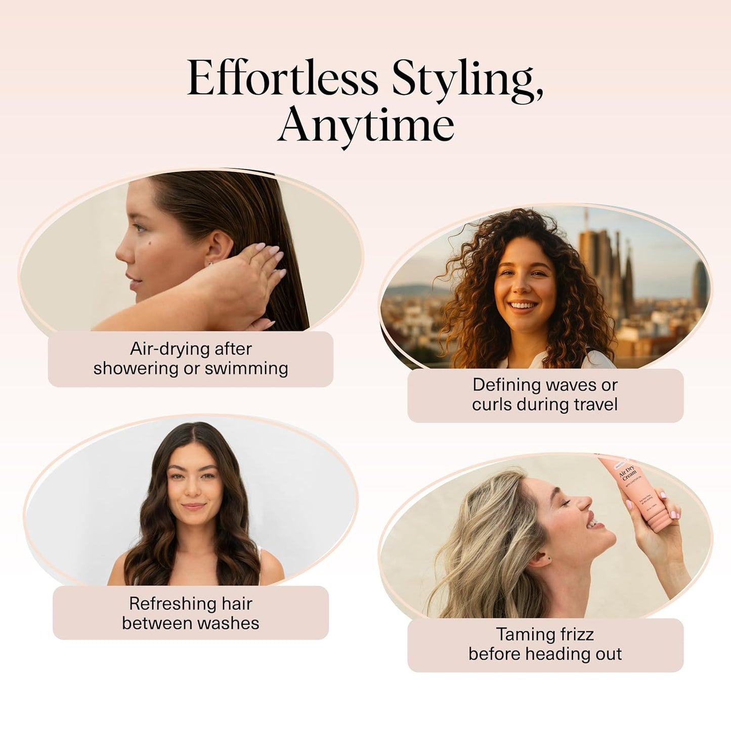 Kitsch Smoothing Air Dry Cream for Hair – Frizz Control Hair Care Product with Castor Oil & Coconut Oil – Weightless Styling Cream - Enhances Natural Texture Appearance | Ideal Gifts for Women – 5 oz